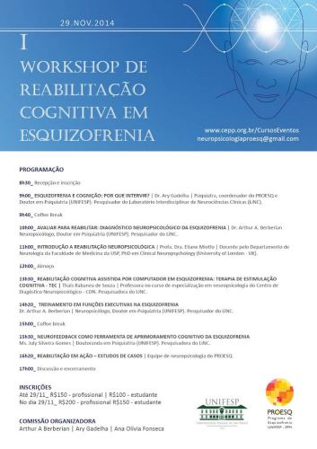 I Workshop de reabilitação cognitiva em esquizofrenia - UNIFESP